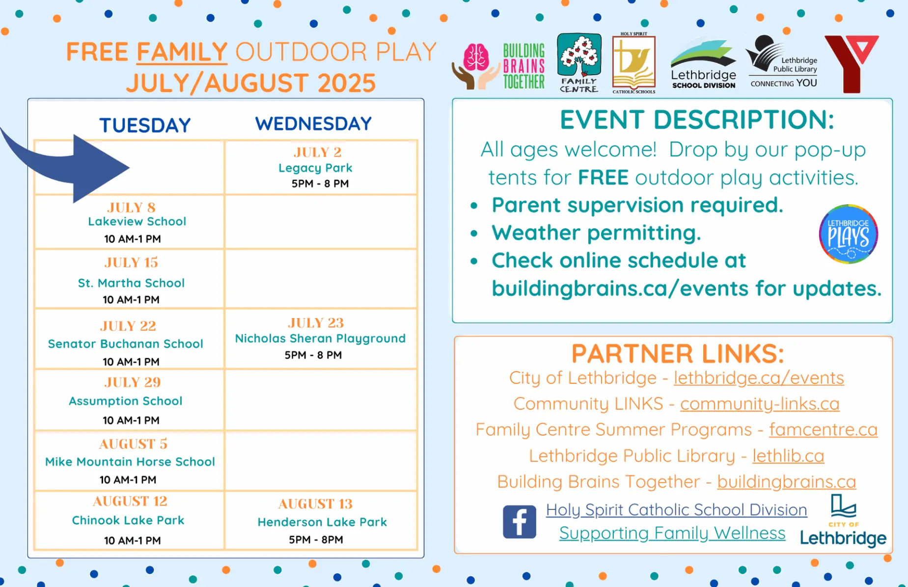 Building Brains Together Summer Schedule