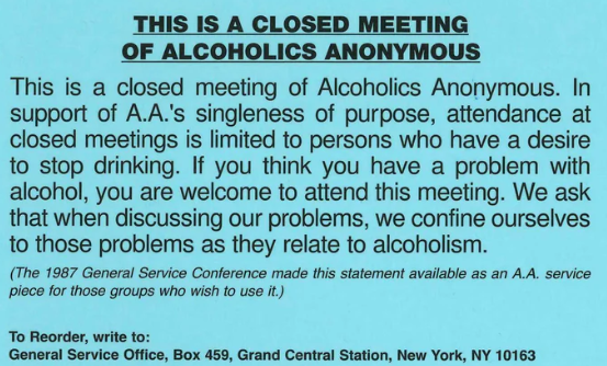 Blue Card Closed Meeting